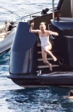 SOPHIE TURNER in Swimsuit at a Yacht in Italy 07/15/2019