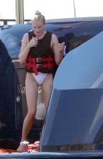 SOPHIE TURNER in Swimsuit at a Yacht in Italy 07/15/2019