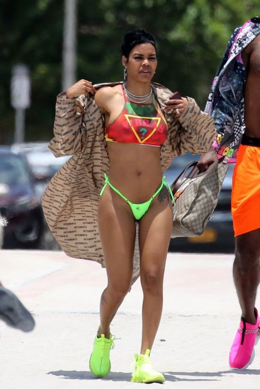 TEYANA TAYLOR in BIkini at a Beach in Miami 07/04/2019