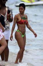 TEYANA TAYLOR in BIkini at a Beach in Miami 07/04/2019