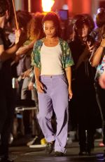 ZOE KRAVITZ on the Set of High Fidelity in New York 07/11/2019