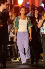 ZOE KRAVITZ on the Set of High Fidelity in New York 07/11/2019