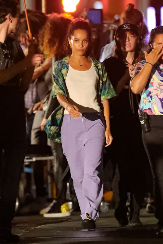 ZOE KRAVITZ on the Set of High Fidelity in New York 07/11/2019