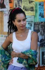 ZOE KRAVITZ on the Set of High Fidelity in New York 07/14/2019