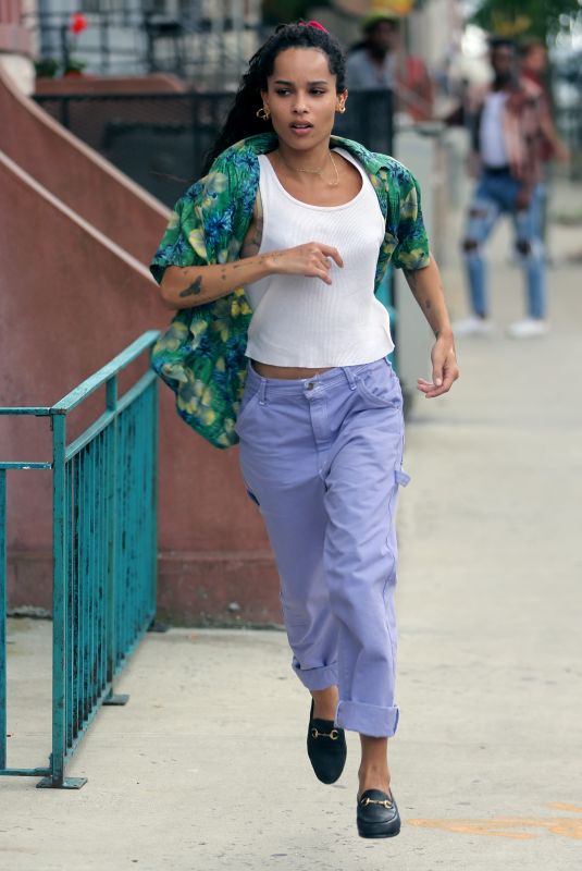 ZOE KRAVITZ on the Set of High Fidelity in New York 07/14/2019