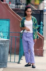 ZOE KRAVITZ on the Set of High Fidelity in New York 07/14/2019