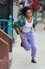 ZOE KRAVITZ on the Set of High Fidelity in New York 07/14/2019