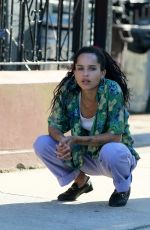 ZOE KRAVITZ on the Set of High Fidelity in New York 07/14/2019