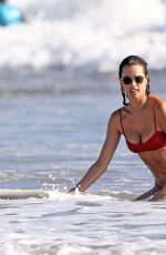 ALESSANDRA AMBROSIO in Red Bikini at a Beach in Malibu 08/31/2019