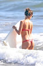 ALESSANDRA AMBROSIO in Red Bikini at a Beach in Malibu 08/31/2019