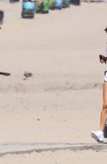 ALESSANDRA AMBROSIO Out Jogging at a Beach in Santa Monica 08/10/2019