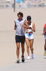 ALESSANDRA AMBROSIO Out Jogging at a Beach in Santa Monica 08/10/2019