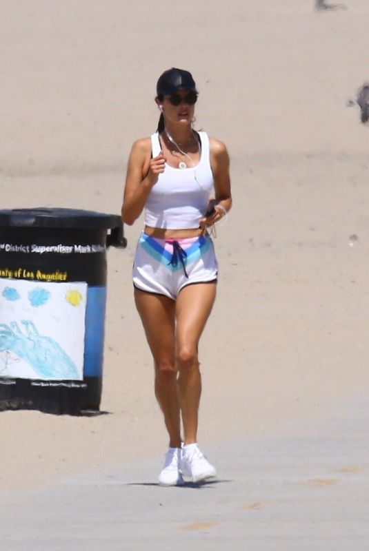 ALESSANDRA AMBROSIO Out Jogging at a Beach in Santa Monica 08/10/2019