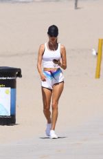 ALESSANDRA AMBROSIO Out Jogging at a Beach in Santa Monica 08/10/2019