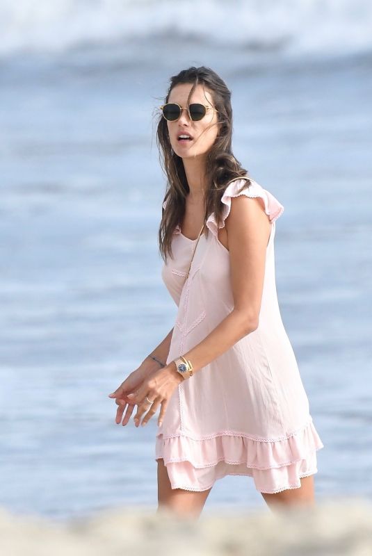 ALESSANDRA AMBROSIO Out on the Beach in Santa Monica 08/13/2019