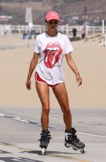 ALESSANDRA AMBROSIO Out Rollerblading in Santa Monica 08/22/2019