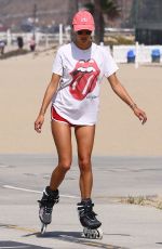 ALESSANDRA AMBROSIO Out Rollerblading in Santa Monica 08/22/2019