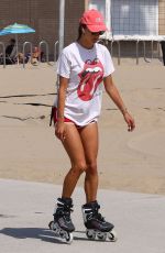 ALESSANDRA AMBROSIO Out Rollerblading in Santa Monica 08/22/2019