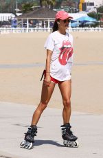 ALESSANDRA AMBROSIO Out Rollerblading in Santa Monica 08/22/2019