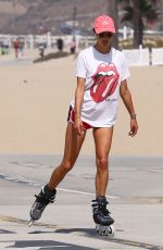 ALESSANDRA AMBROSIO Out Rollerblading in Santa Monica 08/22/2019