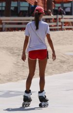 ALESSANDRA AMBROSIO Out Rollerblading in Santa Monica 08/22/2019