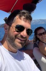 ALYSSA MILANO in Bikini Top at a Boat in Lake Tahoe 08/02/2019