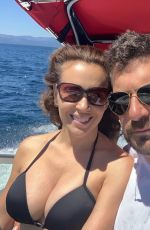 ALYSSA MILANO in Bikini Top at a Boat in Lake Tahoe 08/02/2019