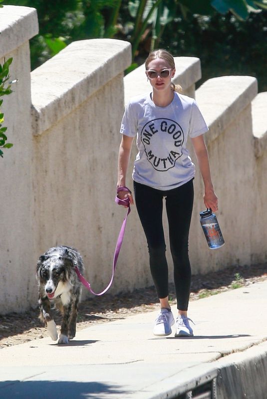 AMANDA SEYFRIED Out with Her Dog in Hollywood 08/02/2019