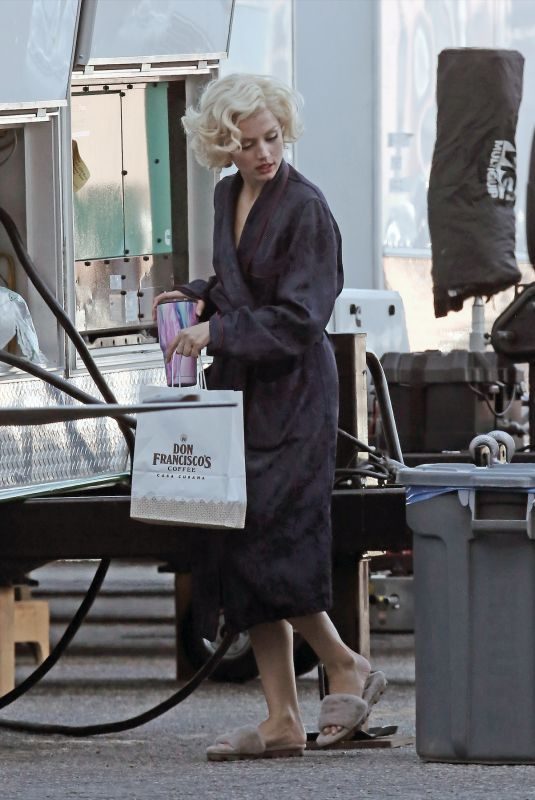ANA DE ARMAS on the Set of Blonde in Los Angeles 08/20/2019