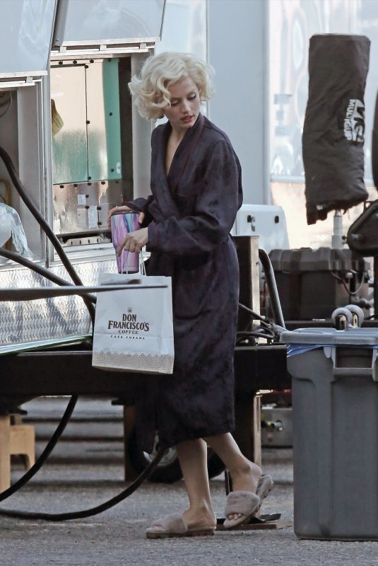 ANA DE ARMAS on the Set of Blonde in Los Angeles 08/20/2019
