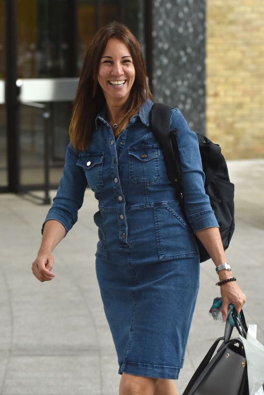 ANDREA MCLEAN in Denim Dress Arrives at ITV Studio 08/05/019