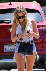 ASHLEY BENSON in Denim Cut-oof Heading to Nail Salon in Studio City 08/30/2019