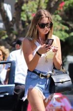 ASHLEY BENSON in Denim Cut-oof Heading to Nail Salon in Studio City 08/30/2019