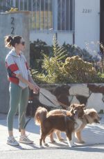 AUBREY PLAZA Out with Her Dogs in Los Angeles 08/22/2019