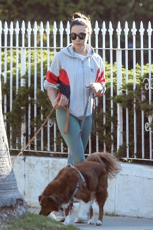 AUBREY PLAZA Out with Her Dogs in Los Angeles 08/22/2019
