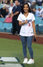 BECKY G Sing National Anthem at Dodger Stadium in Los Angeles 08/23/2019