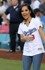 BECKY G Sing National Anthem at Dodger Stadium in Los Angeles 08/23/2019