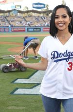 BECKY G Sing National Anthem at Dodger Stadium in Los Angeles 08/23/2019
