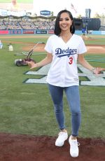 BECKY G Sing National Anthem at Dodger Stadium in Los Angeles 08/23/2019