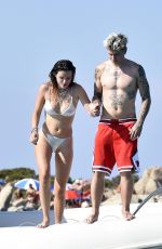 BELLA THORNE in Bikini and Beanjamin Mascolo at a Boat in Sardinia 08/21/2019
