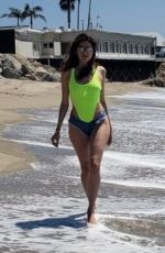 BLANCA BLANCO in Swimsuit and Daisy Duke on the Beach in Malibu 08/19/2019