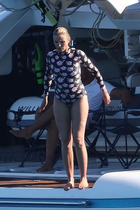 CAMERON DIAZ in Swimsuit at a Yacht in Saint Tropez 08/08/2019