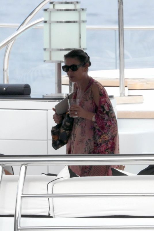 CATHERINE ZETA JONES at a Yacht in Portofino 07/30/2019