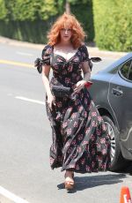 CHRISTINA HENDRICKS Arrives at Instyle Day of Indulgence Party in Brentwood 08/11/2019