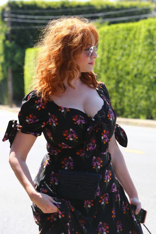 CHRISTINA HENDRICKS Arrives at Instyle Day of Indulgence Party in Brentwood 08/11/2019