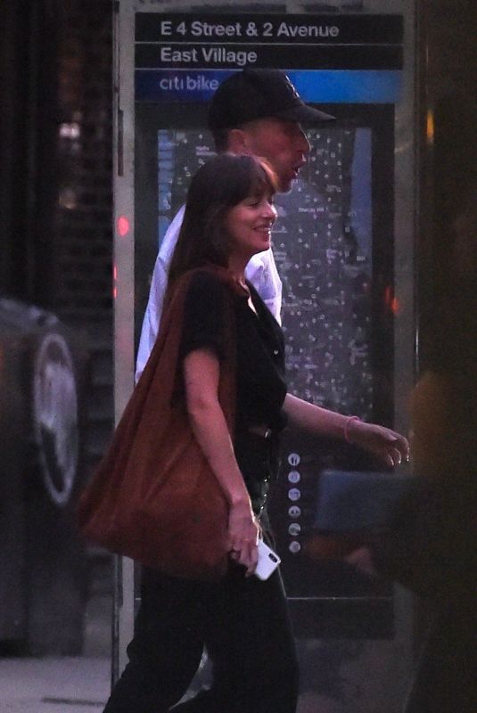 DAKOTA JOHNSON and Chris Martin at Double Zero Restaurant in New York 08/27/2019