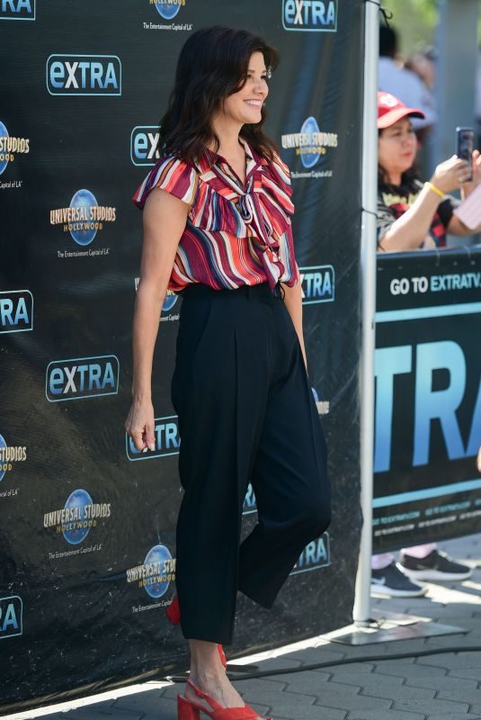 DAPHNE ZUNIGA on the Set of Extra in Los Angeles 08/15/2019