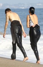 DUA LIPA and Anwar Hadidi Suurfing in Malibu 08/23/2019