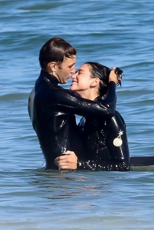 DUA LIPA and Anwar Hadidi Suurfing in Malibu 08/23/2019