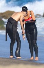 DUA LIPA in Swimsuit and Anwar Hadid on the Beach in Malibu 08/23/2019